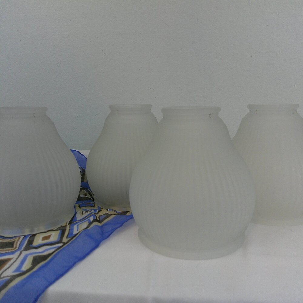 Set of Four Frosted Glass Ceiling Fan Lamp Shades